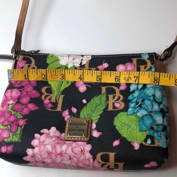 Dooney & Bourke Black Pink Blue Floral Hydrangea Crossbody Bag coated cotton - Picture 9 of 13